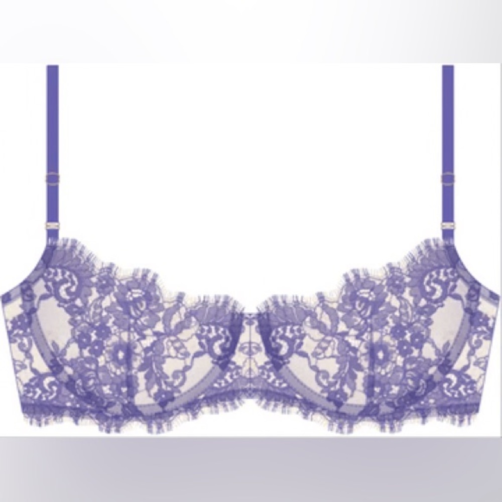 Sexiest Bra SKARLETT BLUE ENTICE LACE BALCONETTE BRA MOON 38D New